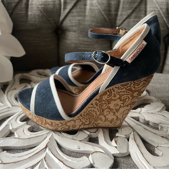 See by Chloe Platform Wedge Sandals Shoes Women’s 37 US 7 - Picture 10 of 14